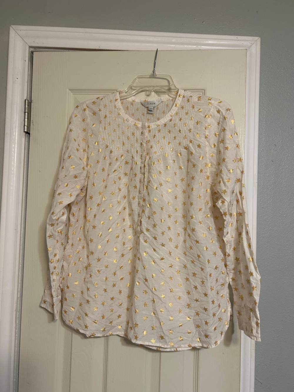 🧸2/$20, 🚀3/$25 J. Crew white metallic star silk blend top